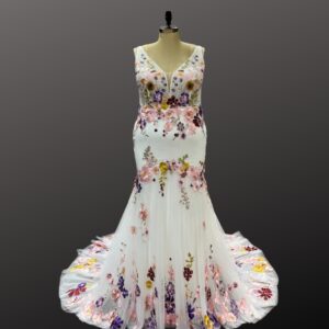 Plus size floral wedding dress